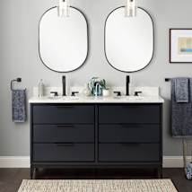 Midnight Navy Blue / Carrara Marble