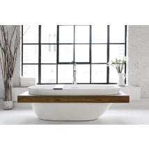 Apollo White True High Gloss / Satin Brass Trim / Walnut Natural Shelf