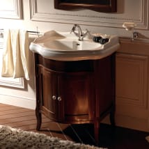 Basin-Ceramic White, Cabinet-Walnut / 1 Hole