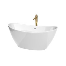 White / Shiny White Trim / Brushed Gold Faucet