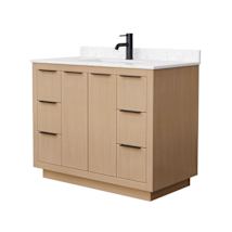 Light Straw / Carrara Cultured Marble Top / Matte Black Hardware