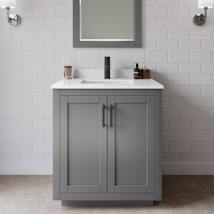 Dark Gray / White Cultured Marble Top / Matte Black Hardware
