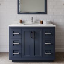 Dark Blue / Carrara Cultured Marble Top / Brushed Nickel Hardware