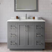 Dark Gray / Giotto Quartz Top / Brushed Nickel Hardware