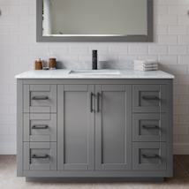 Dark Gray / White Carrara Marble Top / Matte Black Hardware