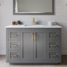 Dark Gray / White Carrara Marble Top / Brushed Gold Hardware