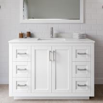 White / Carrara Cultured Marble Top / Brushed Nickel Hardware