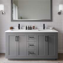 Dark Gray / White Cultured Marble Top / Matte Black Hardware
