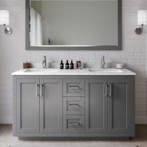 Dark Gray / Giotto Quartz Top / Brushed Nickel Hardware