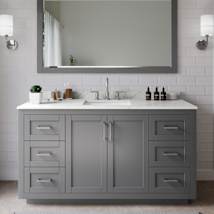 Dark Gray / Giotto Quartz Top / Brushed Nickel Hardware