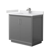 Dark Gray / White Cultured Marble Top / Brushed Nickel Hardware