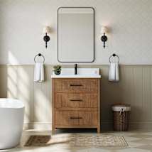Toasted Walnut / Giotto Quartz Top / Matte Black Hardware