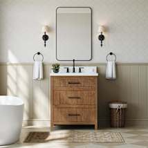 Toasted Walnut / Giotto Quartz Top / Matte Black Hardware