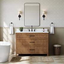 Toasted Walnut / Giotto Quartz Top / Matte Black Hardware