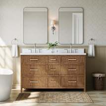Toasted Walnut / White Quartz Top / Brushed Nickel Hardware