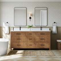 Toasted Walnut / Giotto Quartz Top / Matte Black Hardware