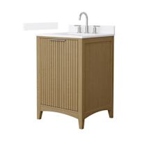 Natural Oak / White Quartz Top / Brushed Nickel Hardware