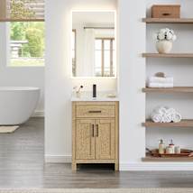 Whitewashed Oak / Giotto Quartz Top / Matte Black Hardware