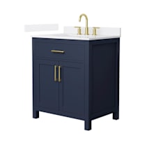 Dark Blue / White Quartz Top / Brushed Gold Hardware