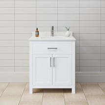 White / Carrara Cultured Marble Top / Brushed Nickel Hardware