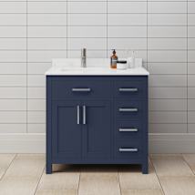Dark Blue / Carrara Cultured Marble Top / Brushed Nickel Hardware
