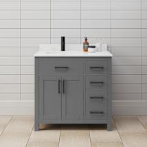 Dark Gray / Carrara Cultured Marble Top / Matte Black Hardware