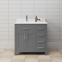Dark Gray / Carrara Cultured Marble Top / Brushed Nickel Hardware