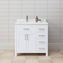 White / White Cultured Marble Top / Brushed Nickel Hardware