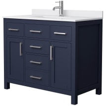 Dark Blue / White Cultured Marble Top / Brushed Nickel Hardware