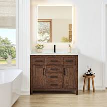 Dark Walnut / Giotto Quartz Top / Matte Black Hardware
