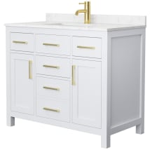 White / Carrara Cultured Marble Top / Brushed Gold Hardware