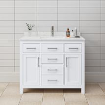 White / Carrara Cultured Marble Top / Brushed Nickel Hardware