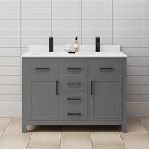 Dark Gray / White Cultured Marble Top / Matte Black Hardware