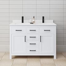 White / White Cultured Marble Top / Matte Black Hardware