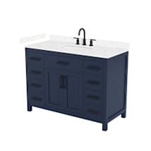 Dark Blue / Carrara Cultured Marble Top / Matte Black Hardware
