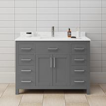 Dark Gray / Carrara Cultured Marble Top / Brushed Nickel Hardware