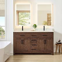 Dark Walnut / Giotto Quartz Top / Matte Black Hardware