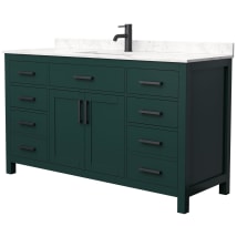 Green / Carrara Cultured Marble Top / Matte Black Hardware