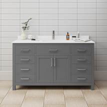 Dark Gray / White Cultured Marble Top / Brushed Nickel Hardware