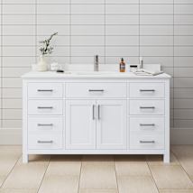 White / White Cultured Marble Top / Brushed Nickel Hardware