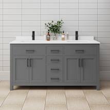 Dark Gray / White Cultured Marble Top / Matte Black Hardware