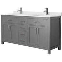 Dark Gray / White Cultured Marble Top / Brushed Nickel Hardware