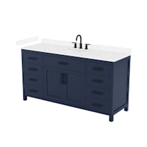 Dark Blue / Carrara Cultured Marble Top / Matte Black Hardware