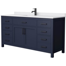 Dark Blue / White Cultured Marble Top / Matte Black Hardware