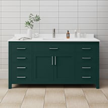 Green / White Cultured Marble Top / Brushed Nickel Hardware