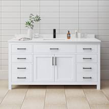 White / Carrara Cultured Marble Top / Matte Black Hardware