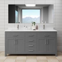 Dark Gray / Carrara Cultured Marble Top / Brushed Nickel Hardware