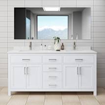 White / Carrara Cultured Marble Top / Brushed Nickel Hardware