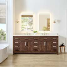 Dark Walnut / Giotto Quartz Top / Brushed Nickel Hardware