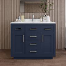 Dark Blue / Carrara Cultured Marble Top / Brushed Nickel Hardware
